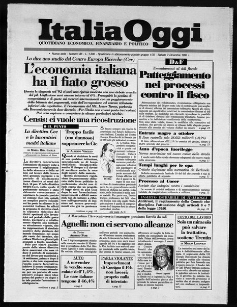 Italia oggi : quotidiano di economia finanza e politica